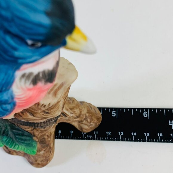 Blue Jay Figurine On Tree Stump VTG Hand Painted Porcelain Decorative Home Decor - Picture 12 of 14